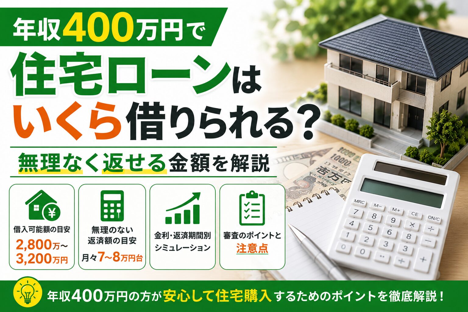 年収400万円で住宅ローンはいくら借りられる