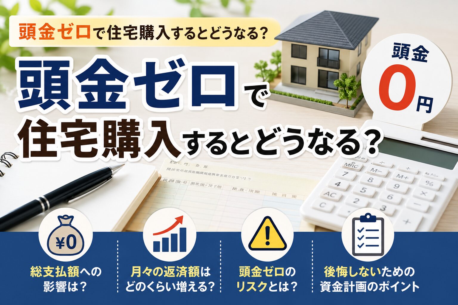 頭金ゼロで住宅購入するとどうなる？総支払額への影響を解説