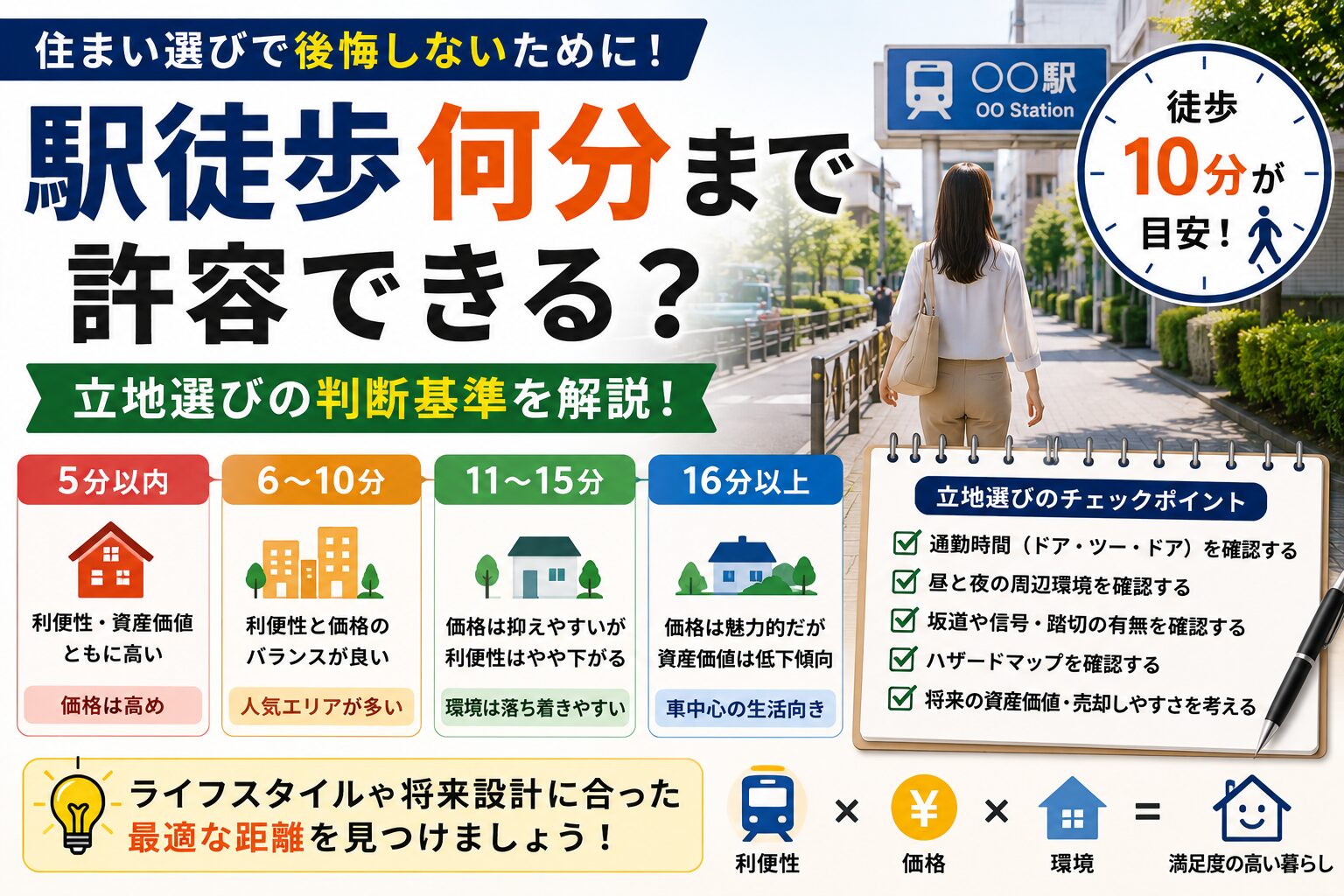 駅徒歩何分まで許容できる？立地選びの判断基準