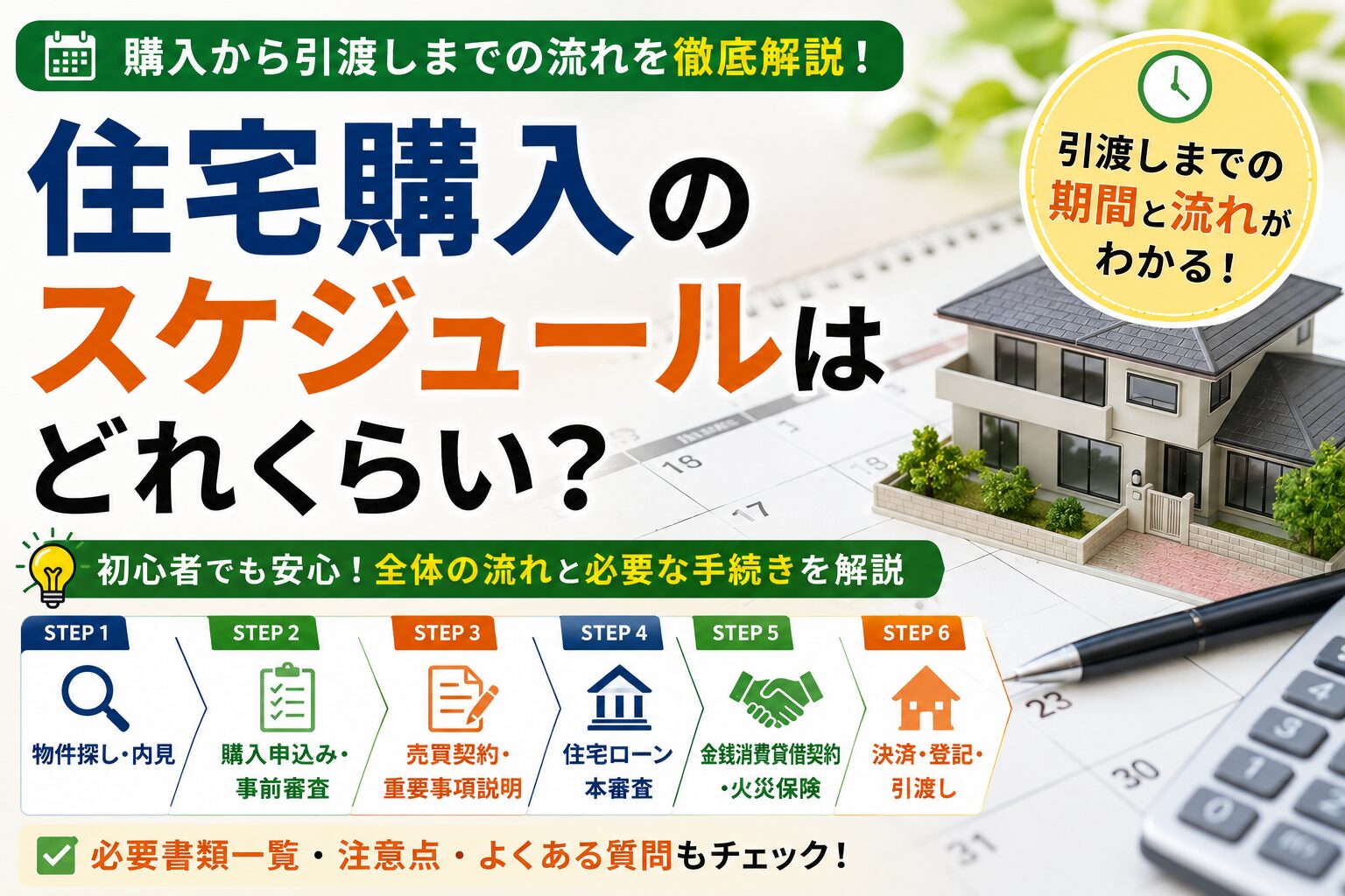住宅購入のスケジュールはどれくらい？引渡しまでの期間を解説