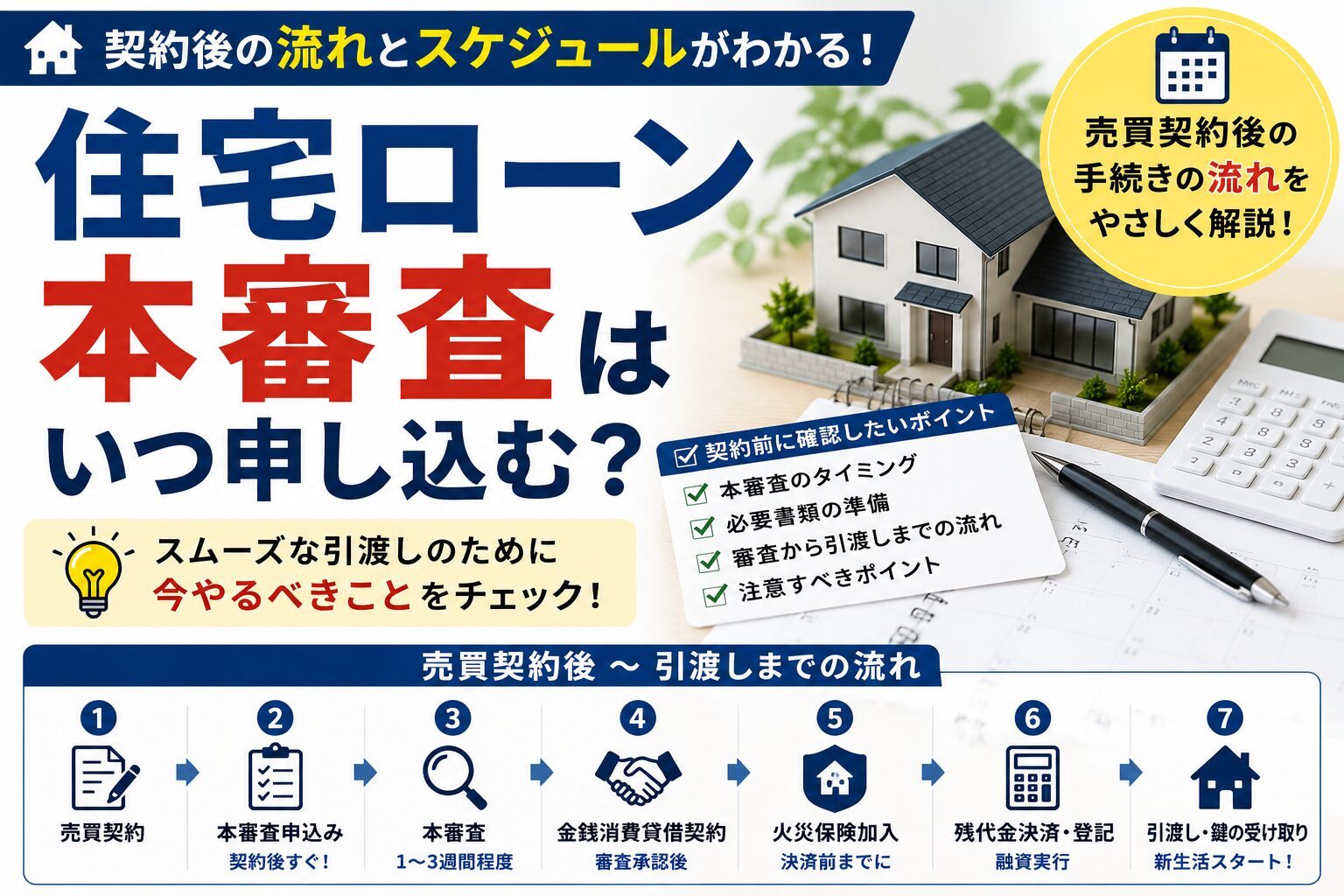 住宅ローン本審査はいつ申し込む？売買契約後の手続きの流れ