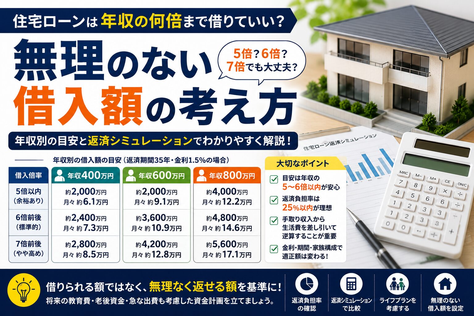 住宅ローンは年収の何倍まで借りていい