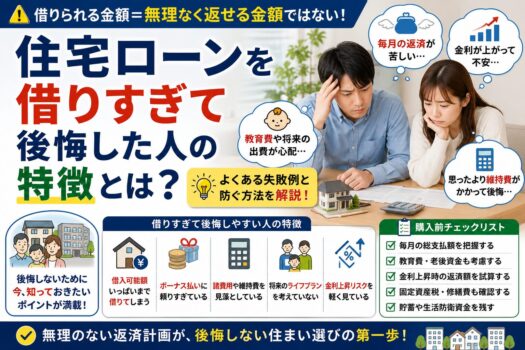 住宅ローンを借りすぎて後悔した人の特徴とは？