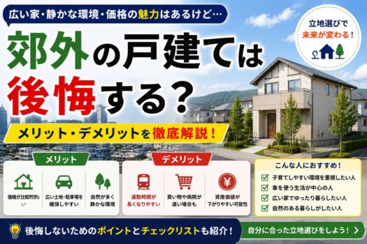 郊外の戸建ては後悔する？メリット・デメリットを解説