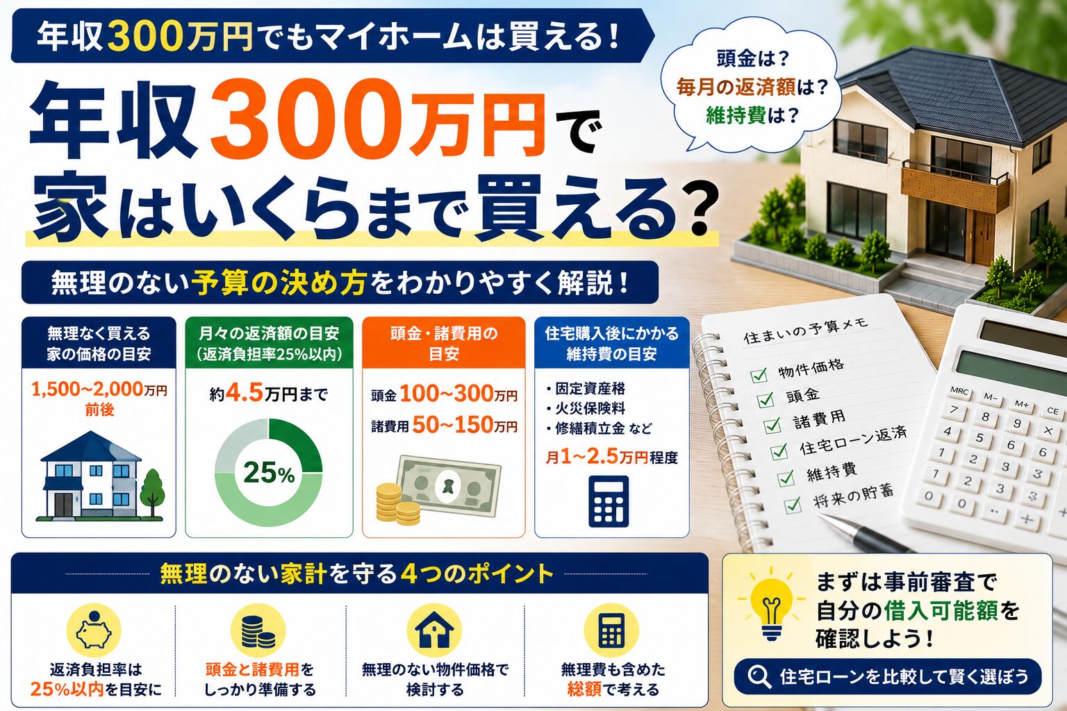 年収300万円で家はいくらまで買える