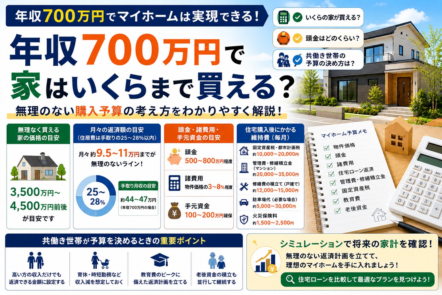 年収700万円で家はいくらまで買える