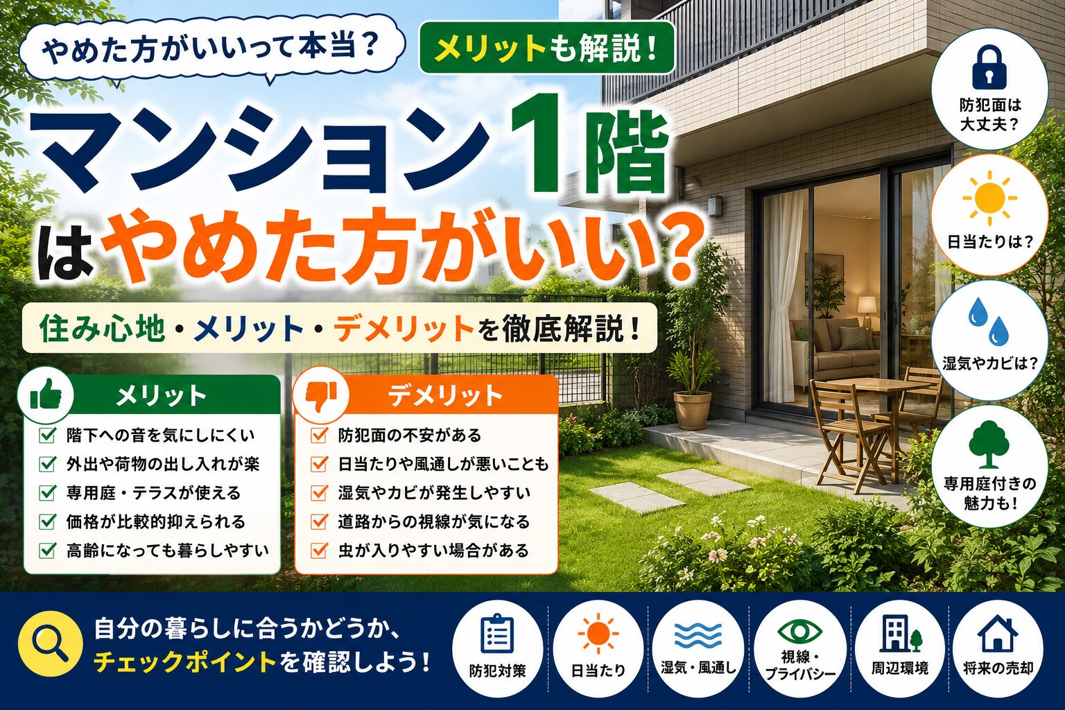 1階のマンションはやめた方がいい？メリットも解説