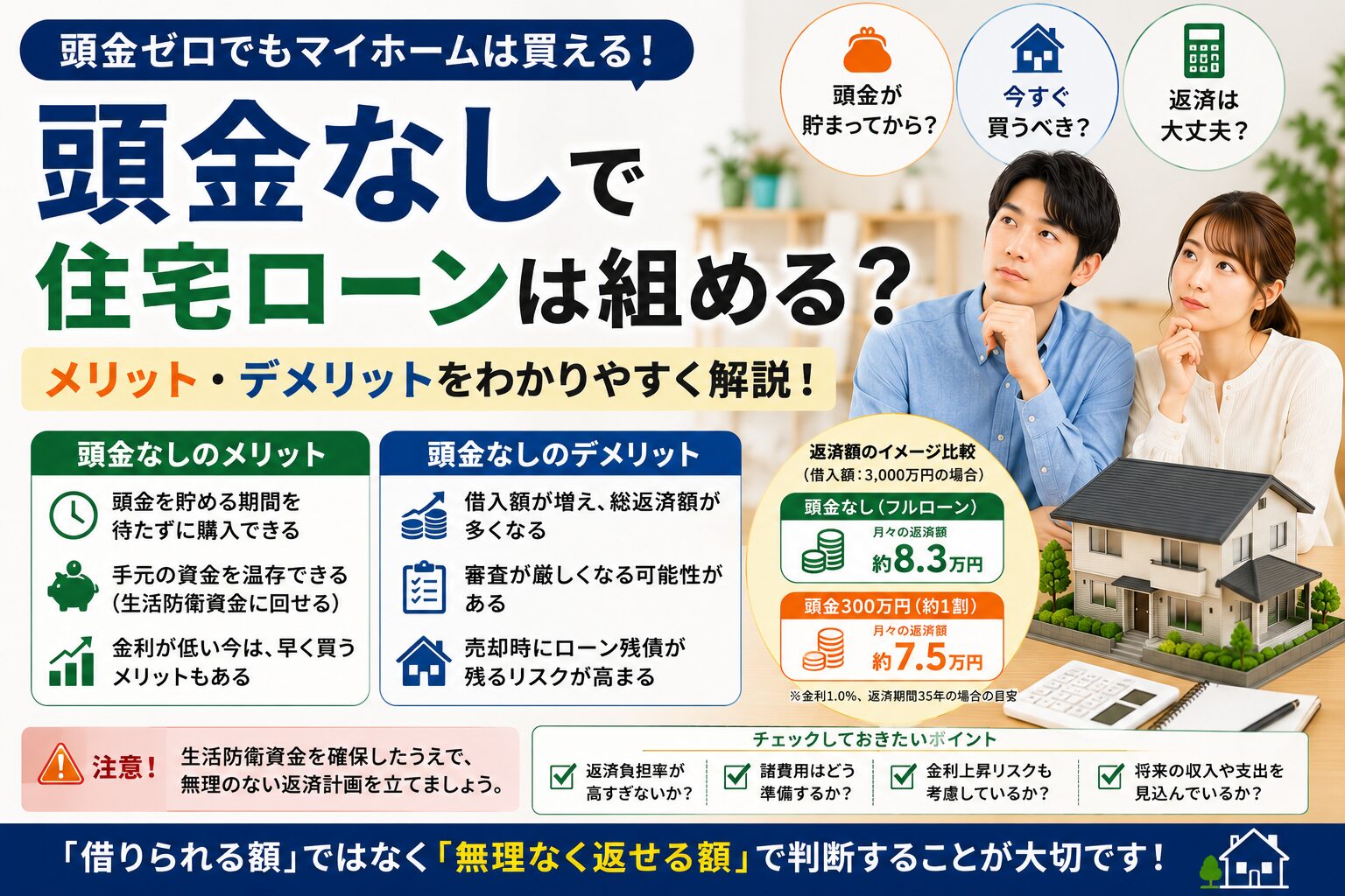 頭金なしでも住宅ローンは組める？メリット・デメリットを解説