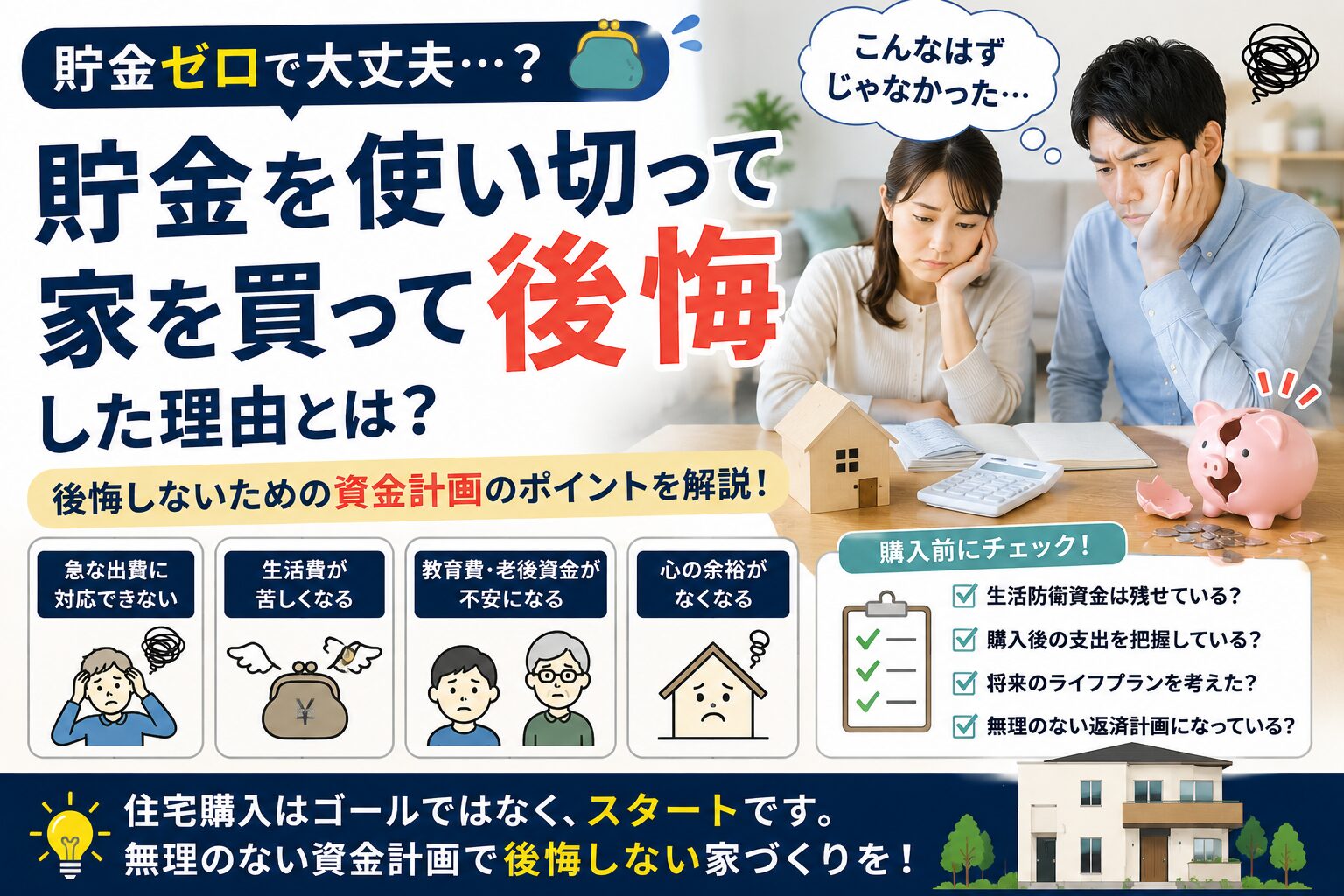 貯金を使い切って家を買って後悔した理由とは
