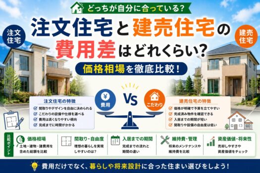 注文住宅と建売住宅の費用差はどれくらい？価格相場を比較