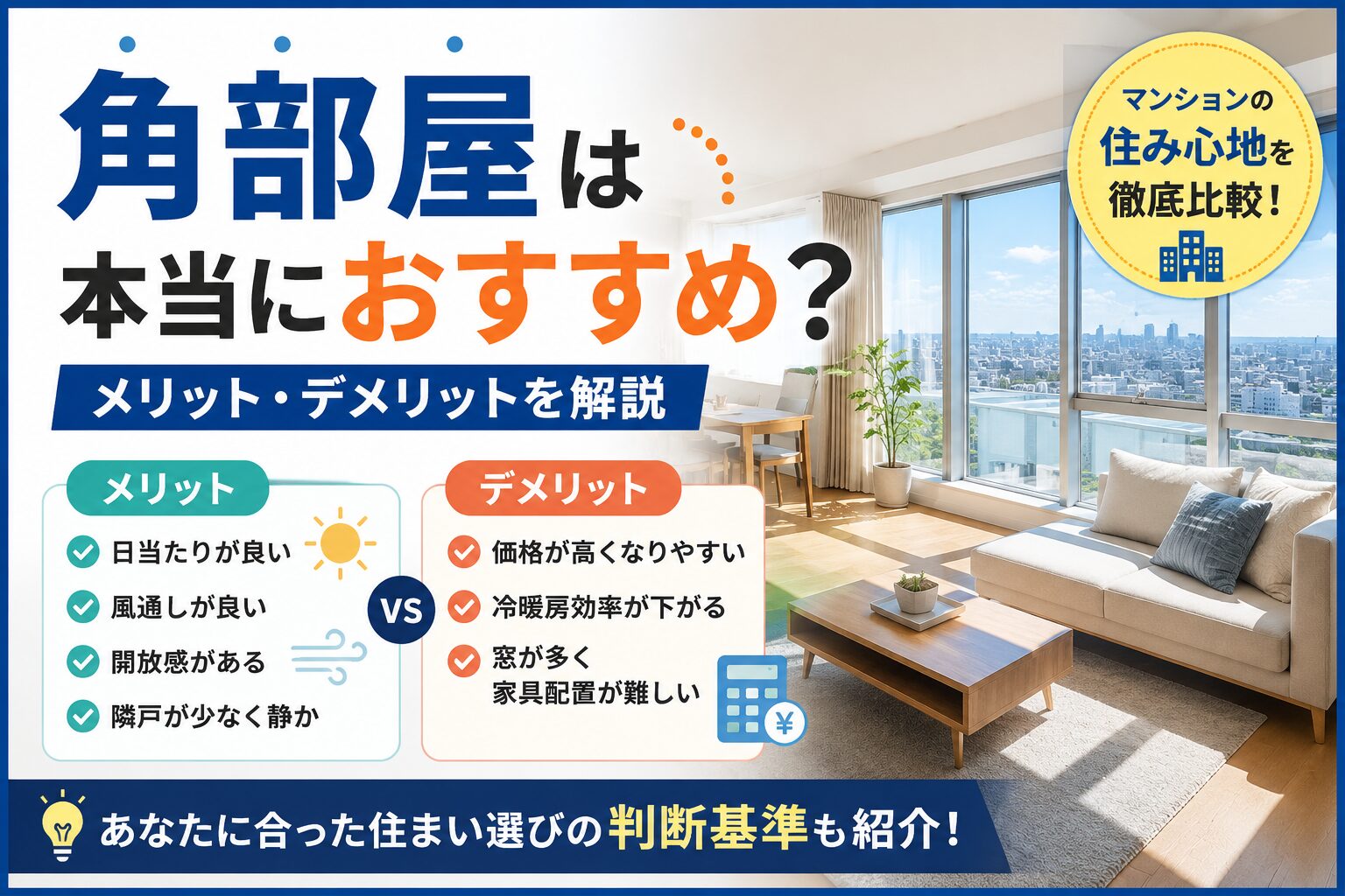 角部屋は本当におすすめ？メリット・デメリットを解説