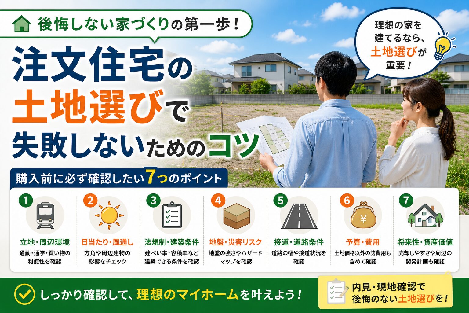 注文住宅の土地選びで失敗しないためのコツ