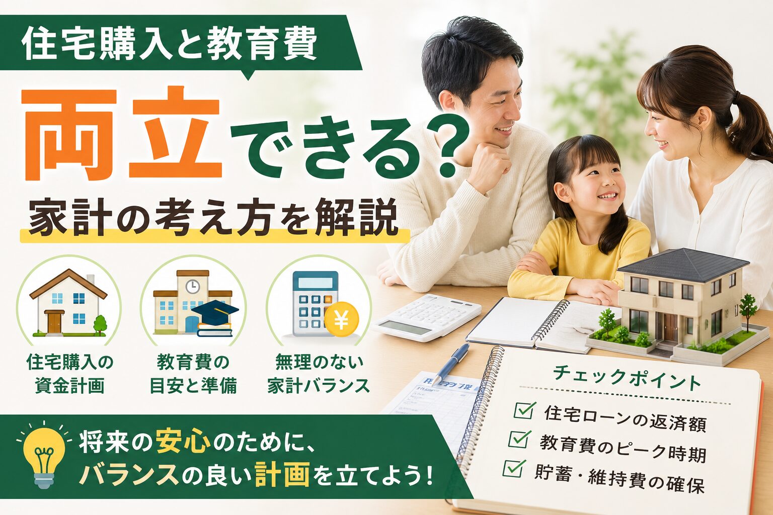 住宅購入と教育費は両立できる？家計の考え方を解説