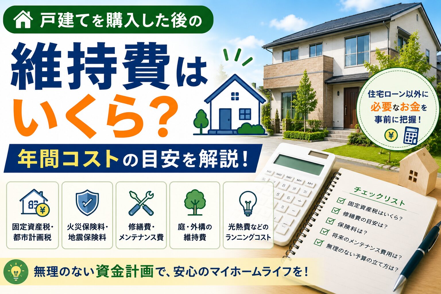 戸建ての維持費はいくら？年間コストの目安を解説