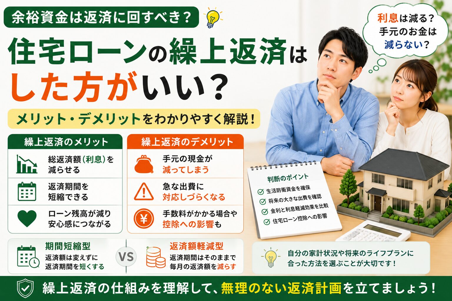 住宅ローンの繰上返済はした方がいい？メリット・デメリットを解説