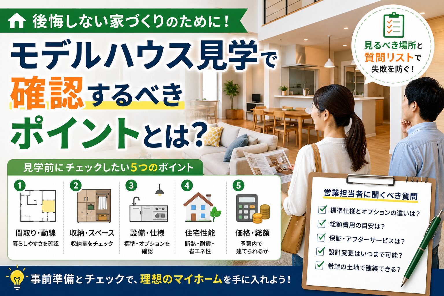 モデルハウス見学で確認するべきポイントとは？