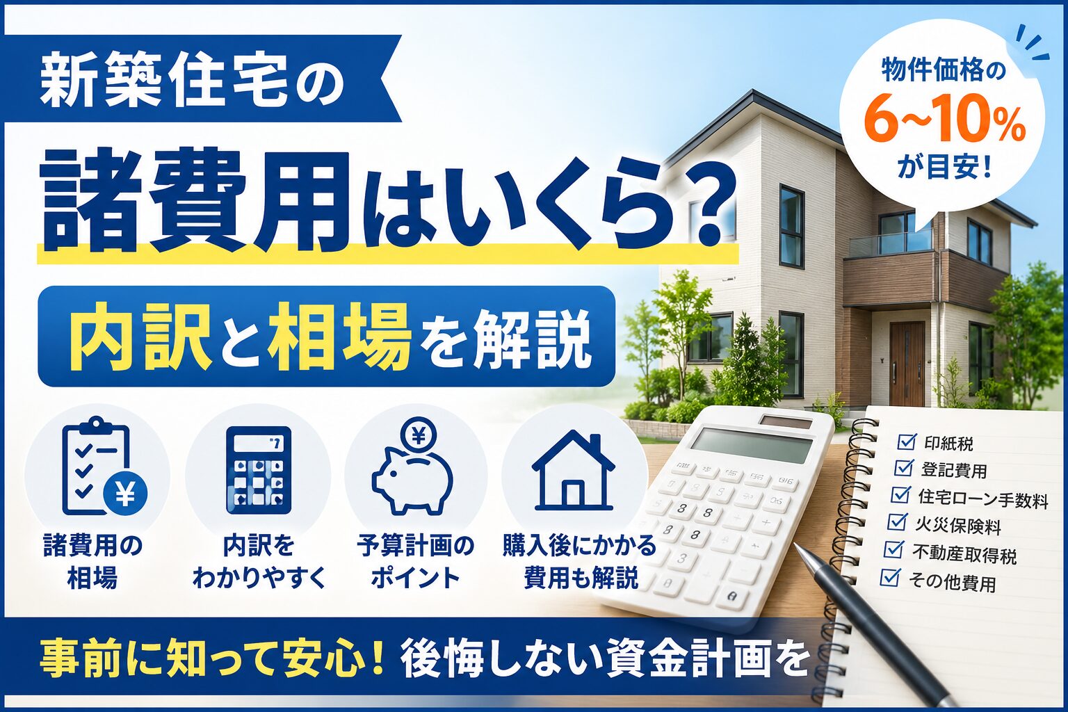 新築住宅の諸費用はいくら？内訳と相場を解説