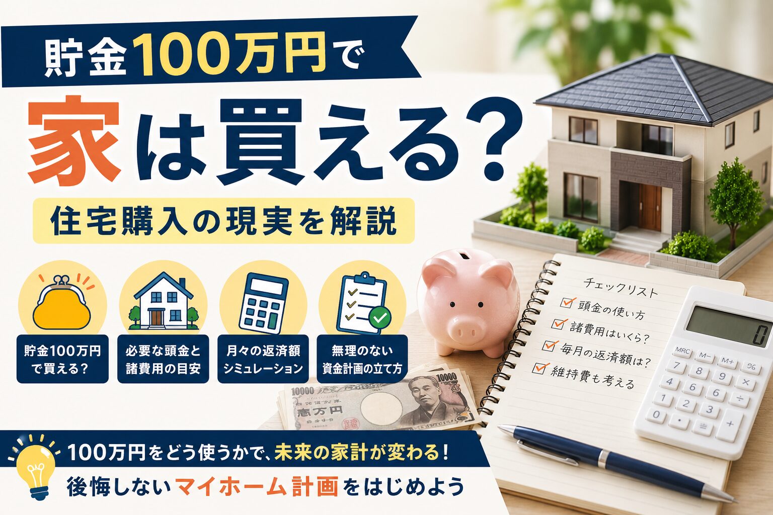 貯金100万円で家は買える？住宅購入の現実を解説