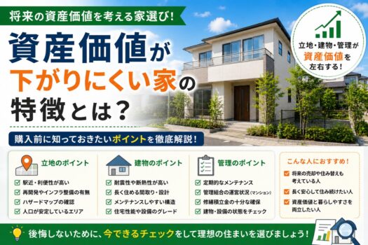 資産価値が下がりにくい家の特徴とは？