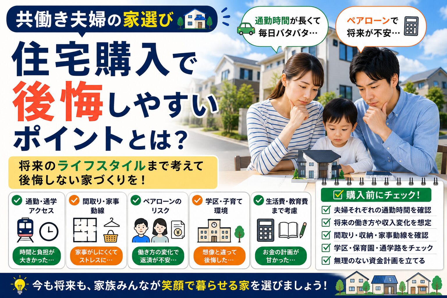 共働き夫婦が住宅購入で後悔しやすいポイントとは