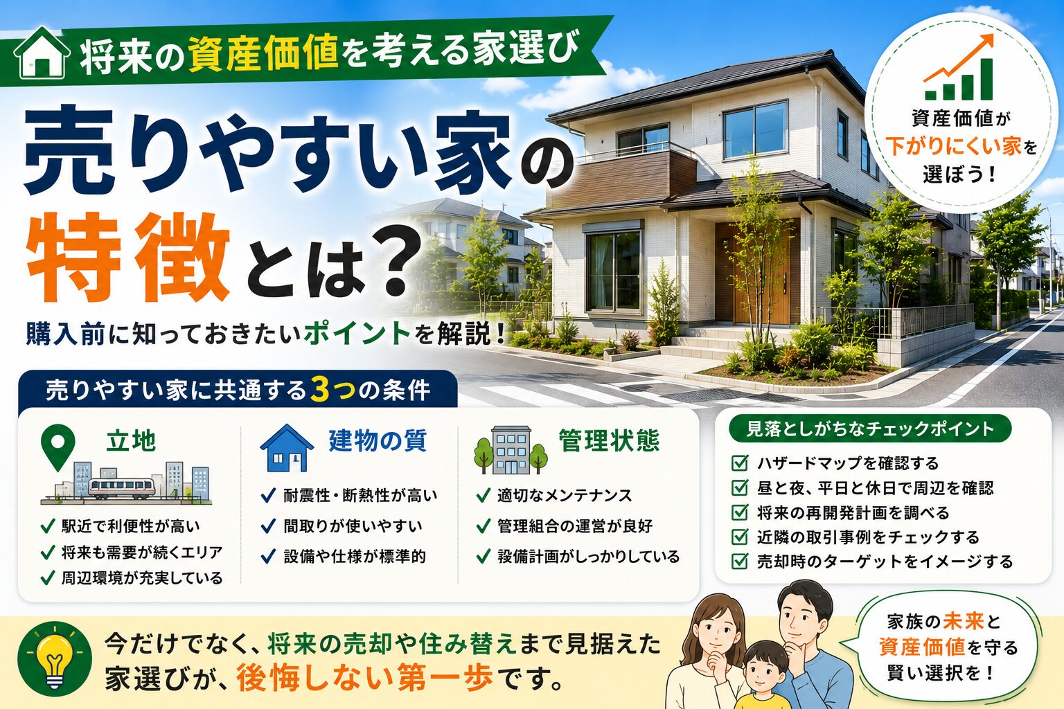 売りやすい家の特徴とは？将来の資産価値を考える