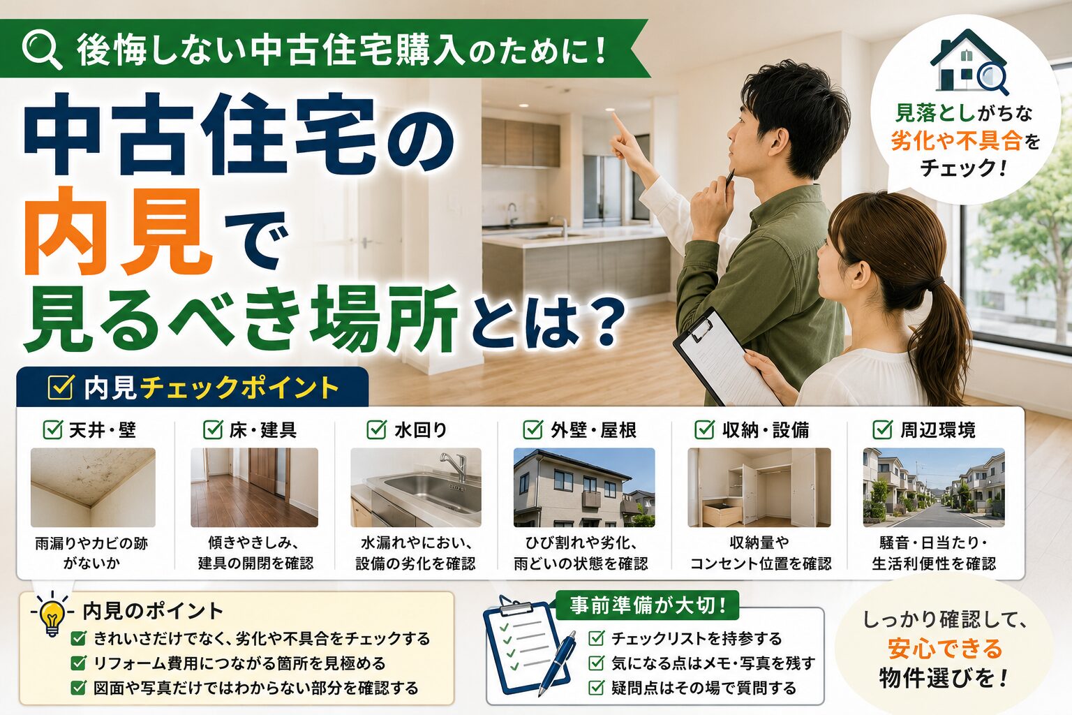 中古住宅の内見で見るべき場所とは？